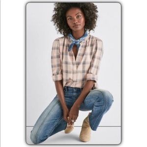 Lucky Brand Pink Plaid Popover Shirt SZ S